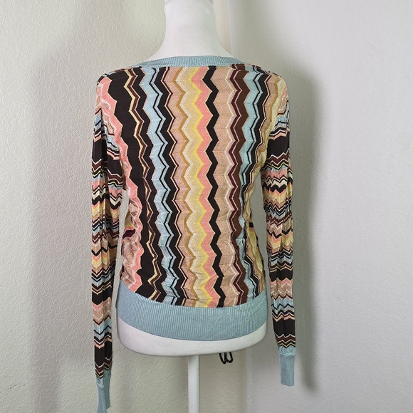 Missoni for Target Zigzag Knit Cardigan Sweater Medium Retro Multicolor Chevron - Picture 5 of 10